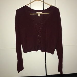 Forever 21 lace up cropped sweater. size small